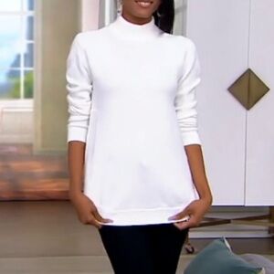 Susan Graver Ivory Mock-Neck Sweater with Shirttail Hem, Size 3X, Like New